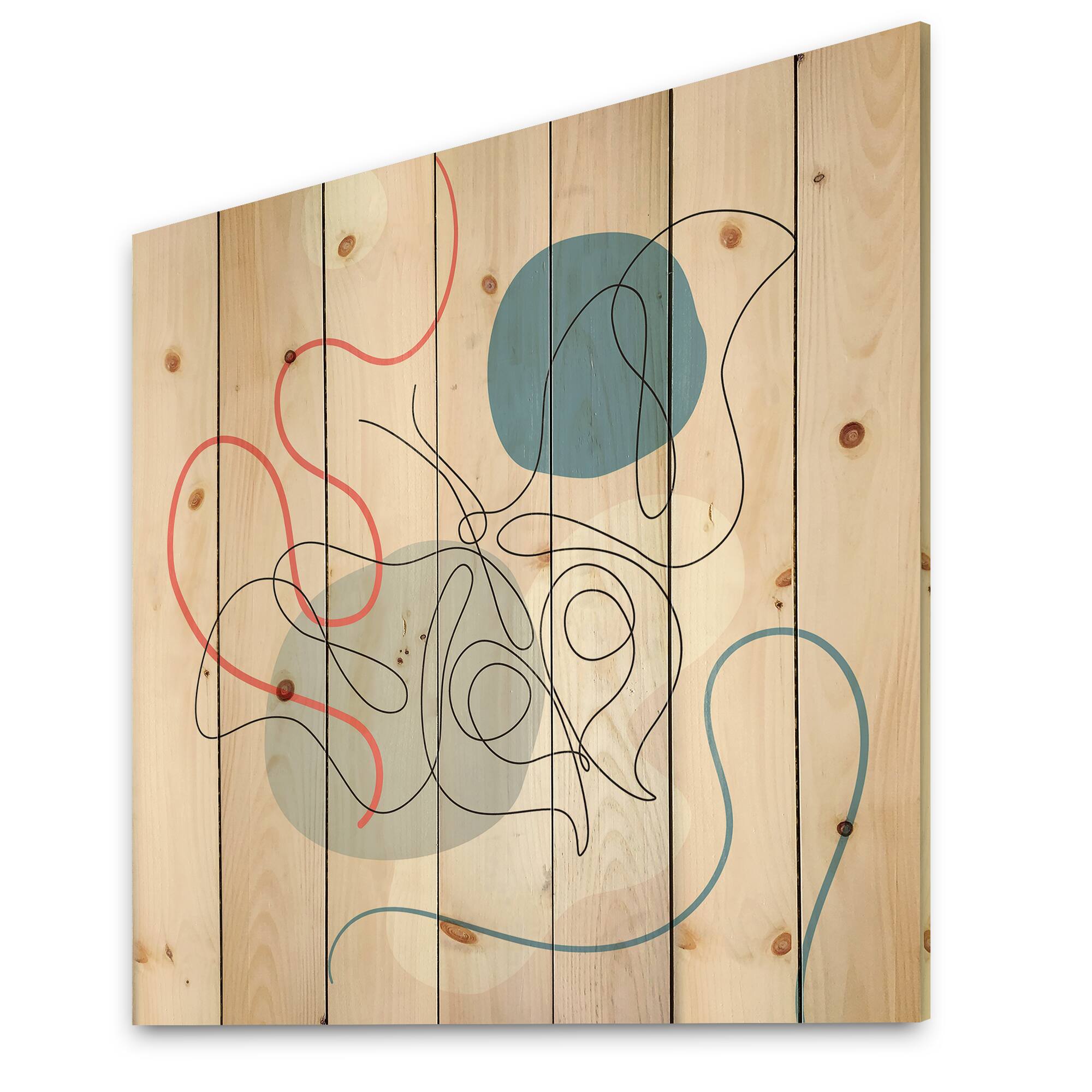 Designart - Butterfly One Line Drawing On Cubism Shapes II